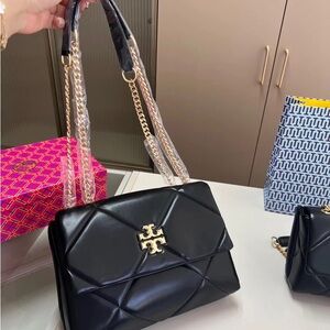 Tory Burch Black Crossbody Bag with Gold Accents